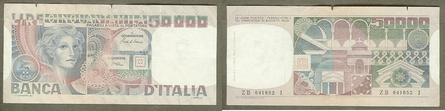 Italy 50000 lira 1977 VF